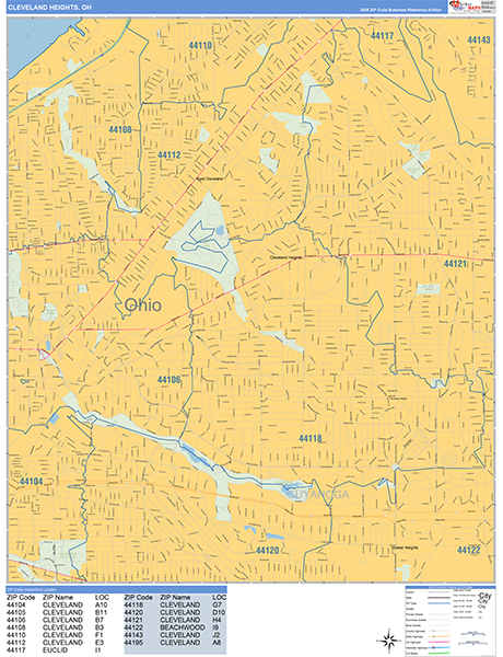 Cleveland Heights, OH Zip Code Map